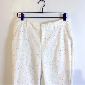 White + Delicate Black Polka Dots Dress Pants